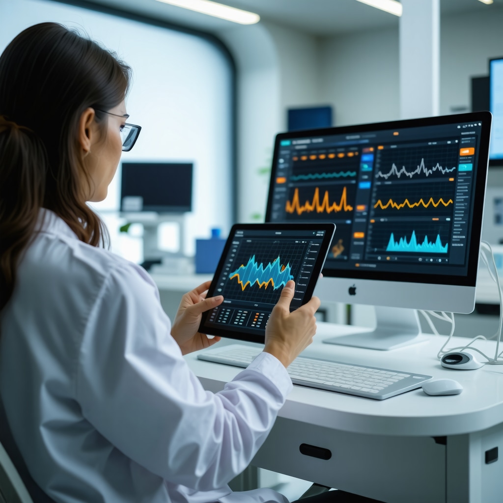 Patient and healthcare provider using digital tools for personalized Tirzepatide treatment in a modern clinic