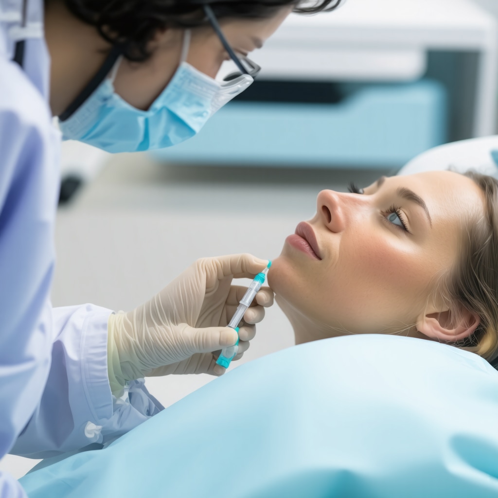 Healthcare professional showing patient the extended-release Tirzepatide injection device in a modern clinic