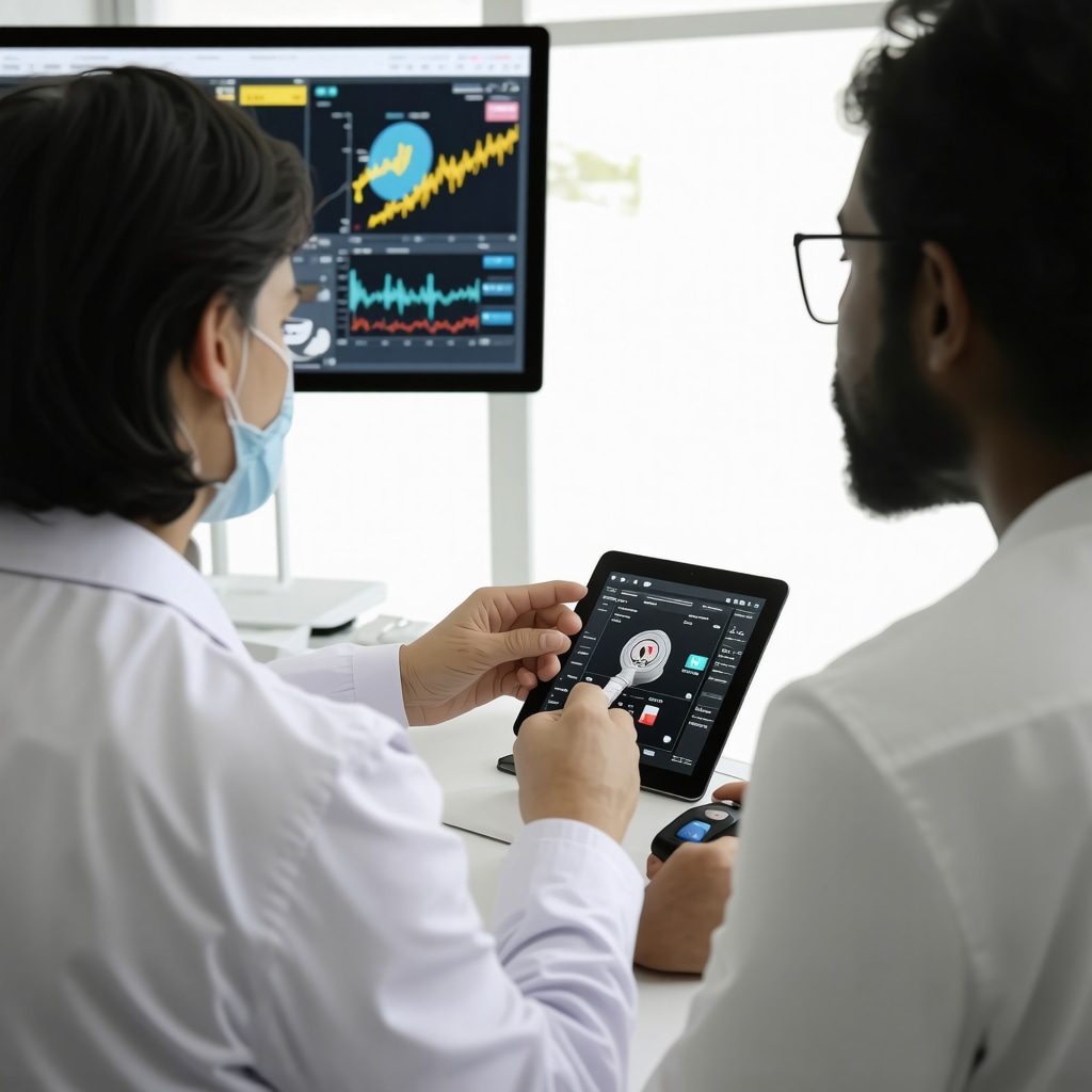 Medical professional reviewing metabolic data with patient using wearable health devices during tirzepatide therapy