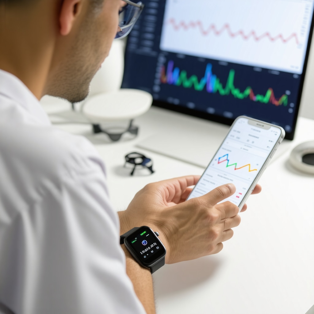 Patient using wearable device and app for glucose and activity monitoring during Mounjaro therapy in NJ clinic