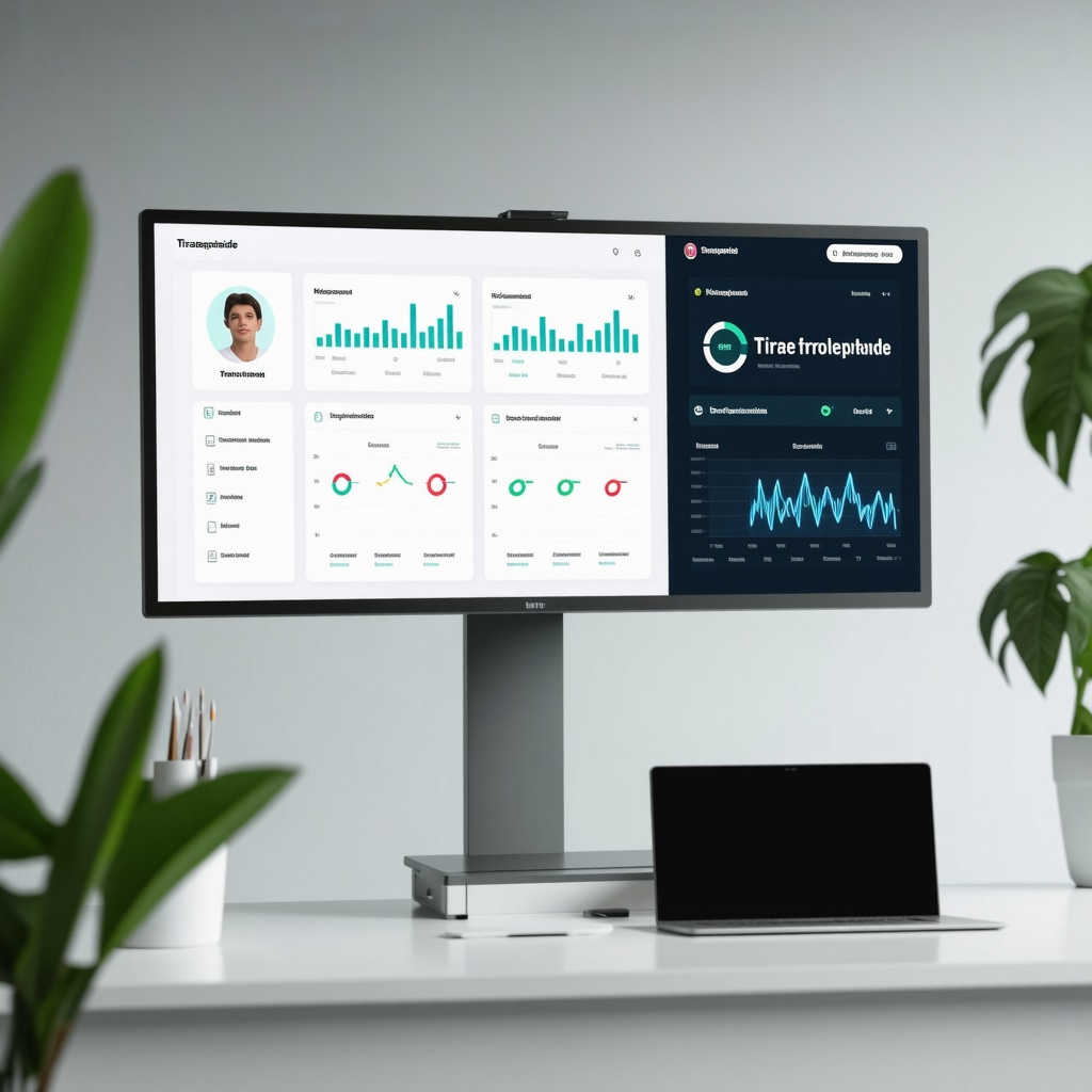 Digital health dashboard showing Tirzepatide treatment tracking and telemedicine features in a modern medical office
