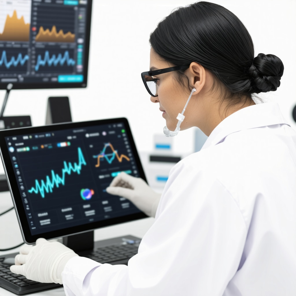 Clinician analyzing Tirzepatide patient data via digital health tools in a modern New Jersey clinic