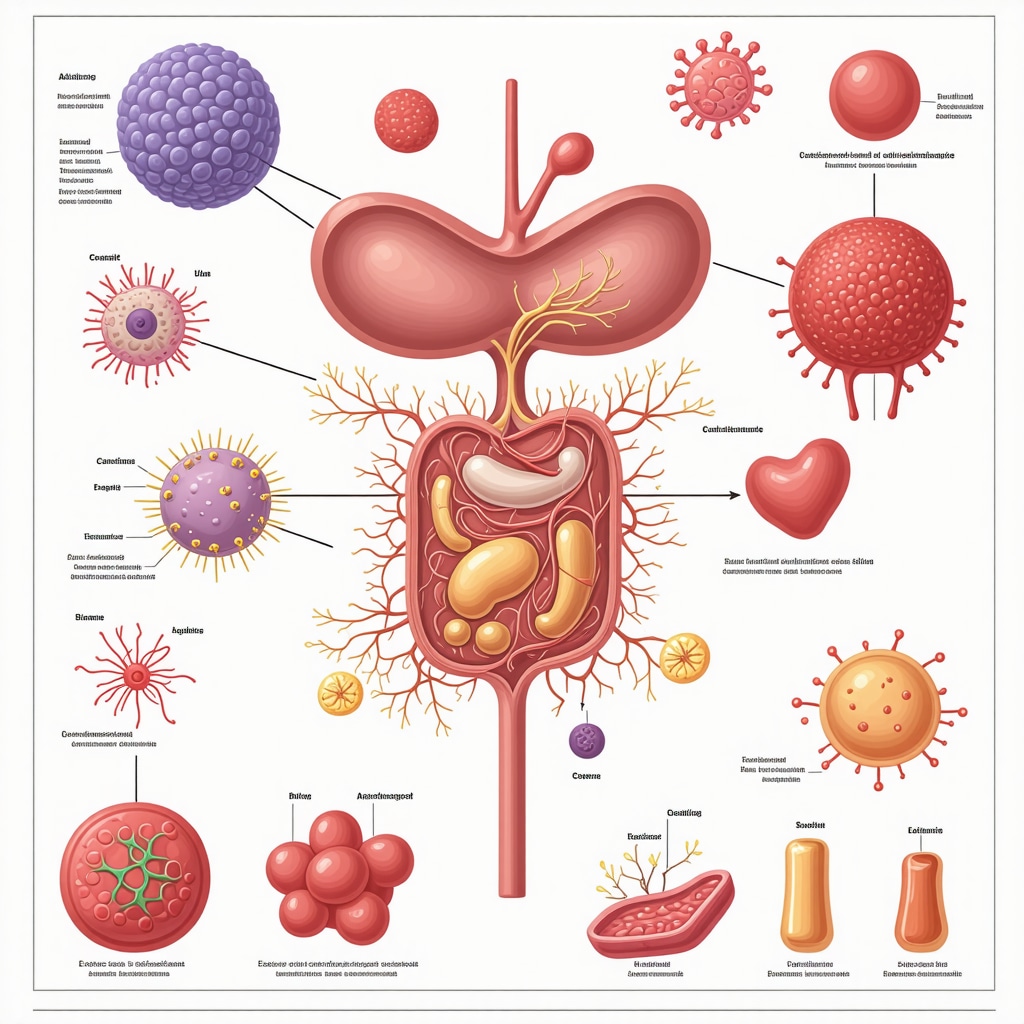 Medical illustration depicting Tirzepatide effects on gut microbiome and cardiovascular health