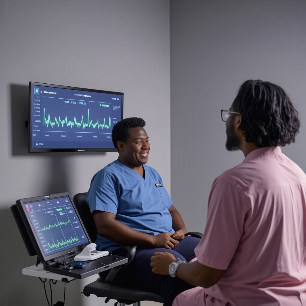 Patient consulting with obesity specialist using digital glucose and activity data monitors for personalized Mounjaro treatment in New Jersey