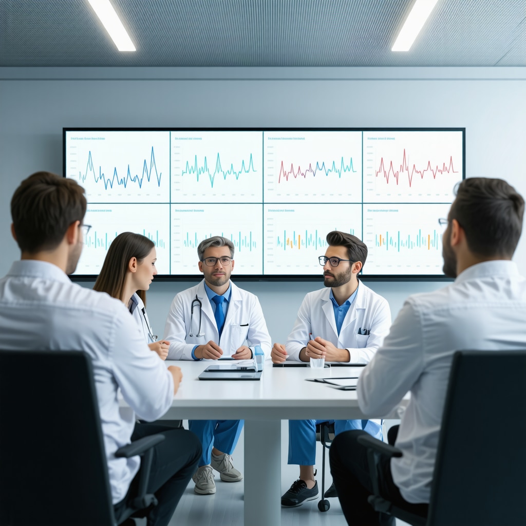 Medical professionals analyzing biomarker data for personalized Tirzepatide treatment in a clinical environment
