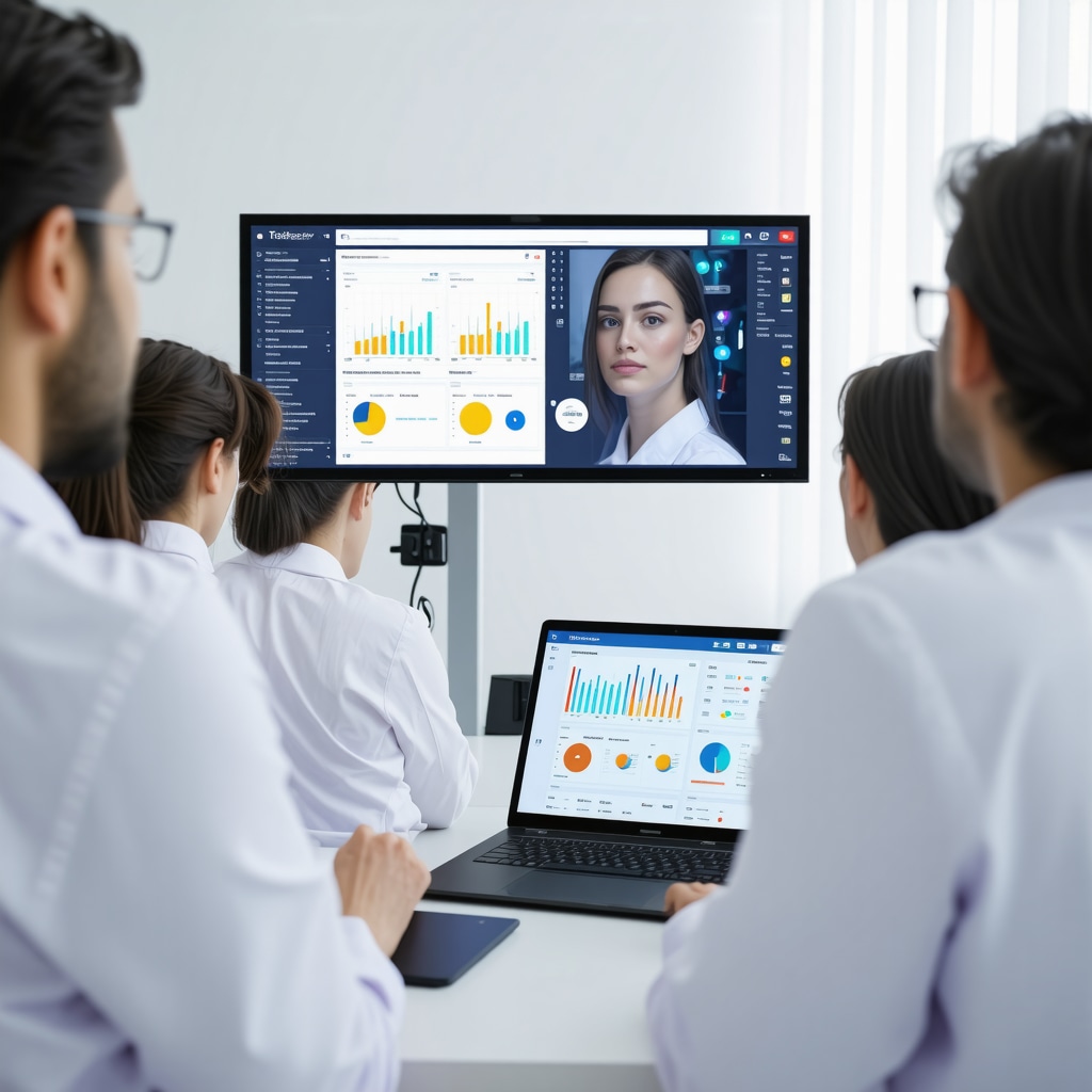 Healthcare professionals analyzing Tirzepatide biomarker data for personalized therapy in a clinical setting