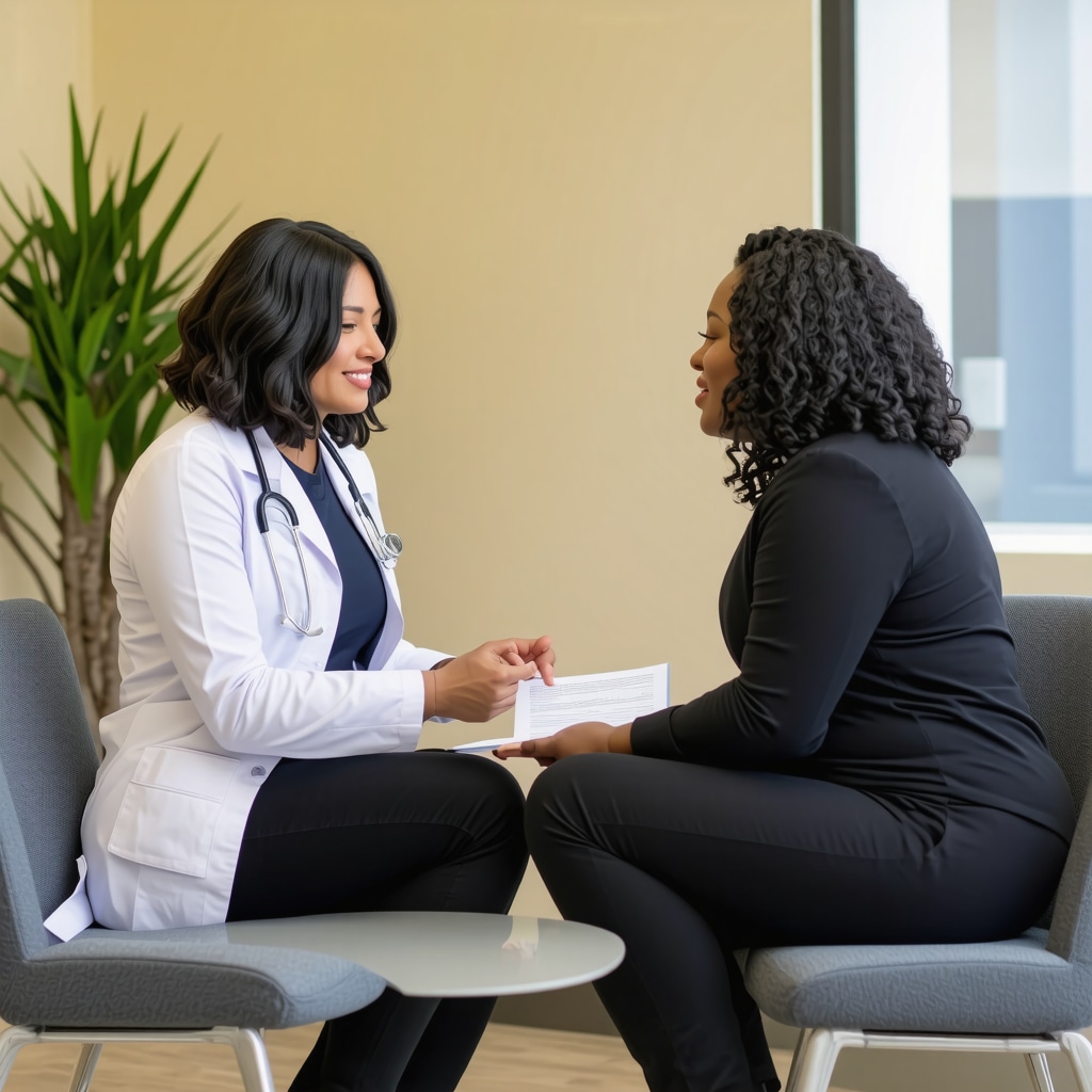 Patient and doctor discussing GLP-1 weight loss medication in New Jersey clinic