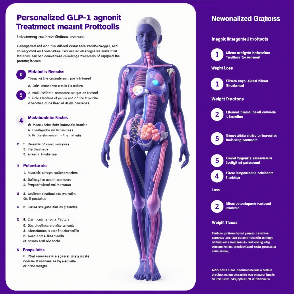 Infographic showing personalized GLP-1 treatment factors including genetics, metabolism, and behavior in NJ clinics