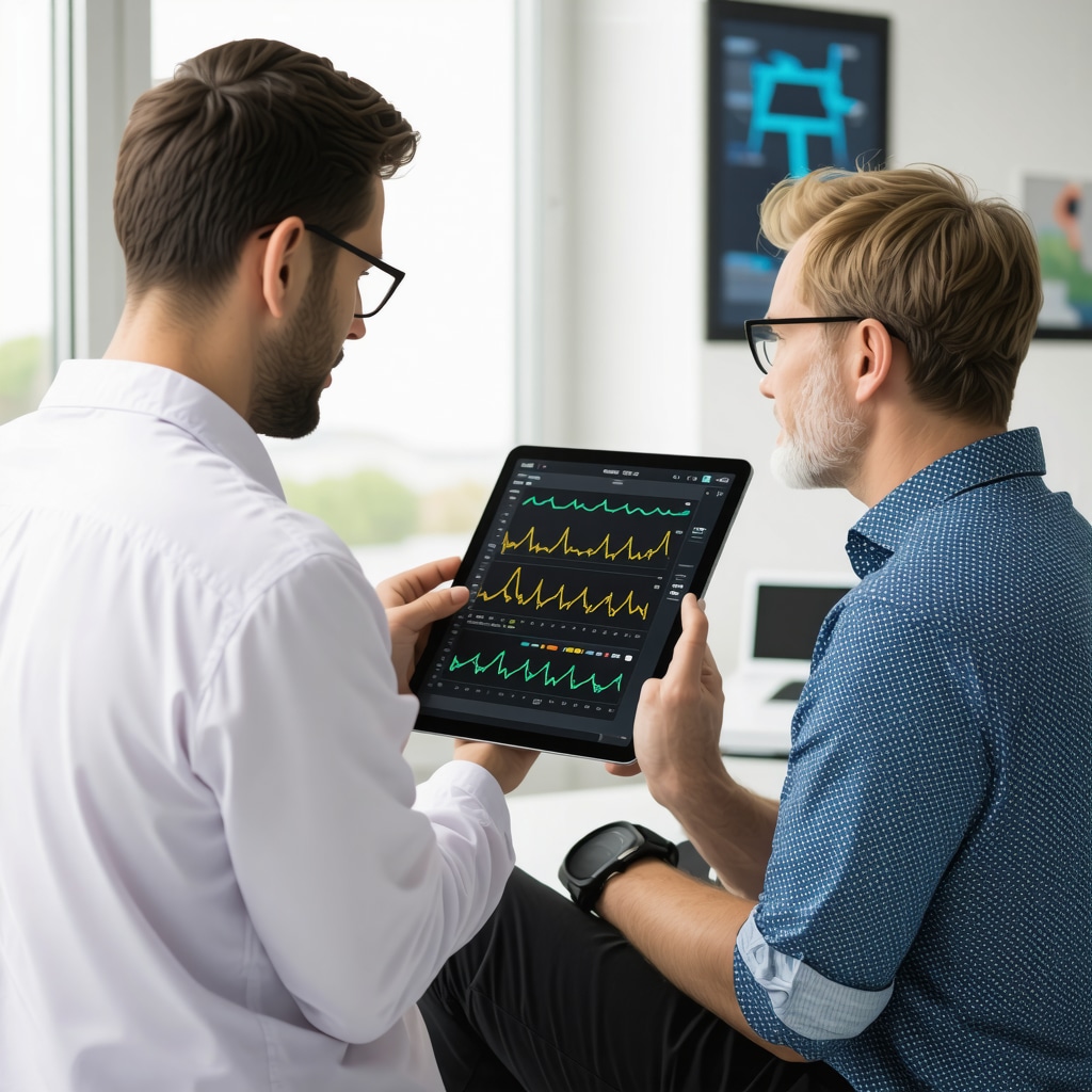 Healthcare professional reviewing metabolic data with patient in a modern clinic for personalized tirzepatide therapy