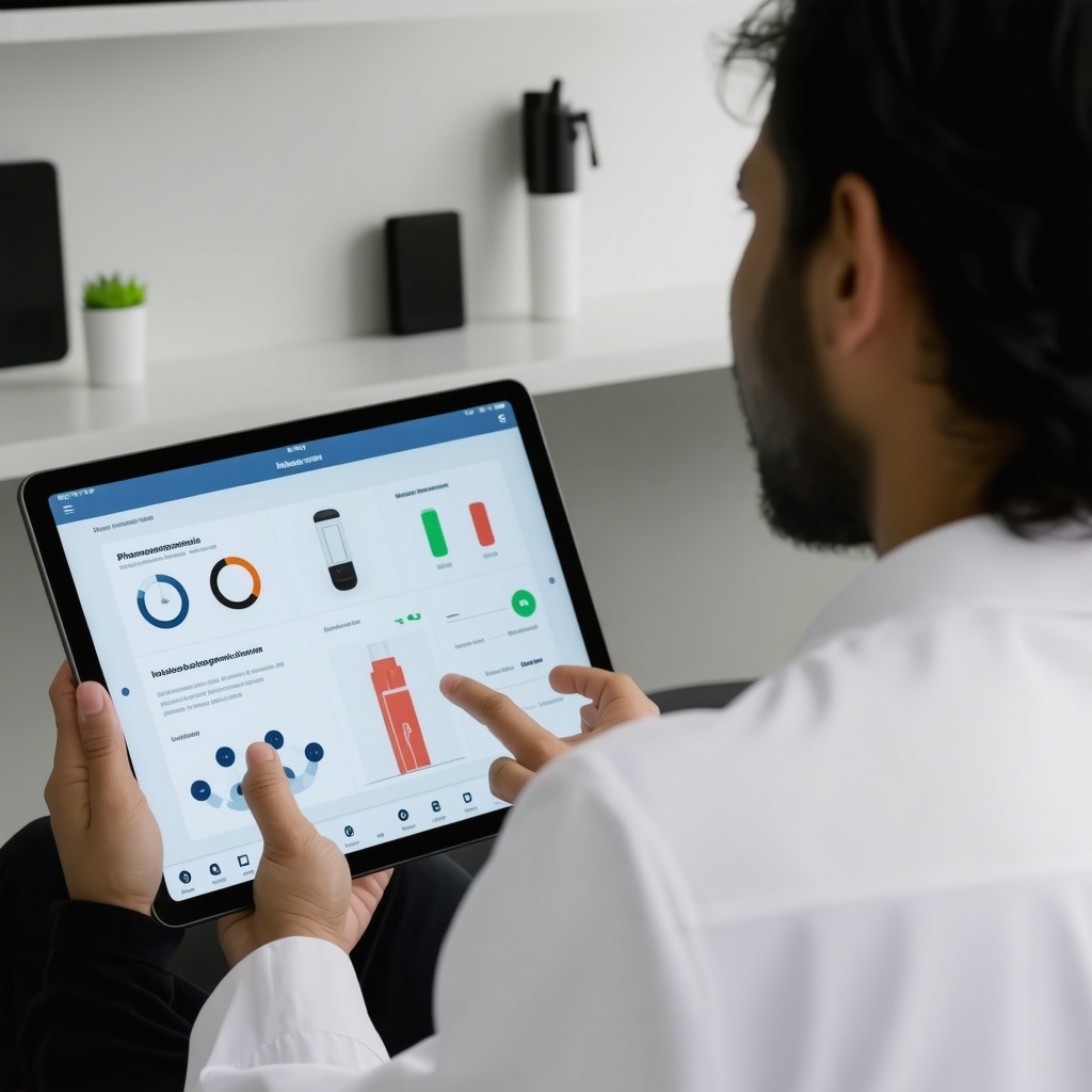 Physician analyzing pharmacogenomic data with wearable health devices in a New Jersey weight loss clinic