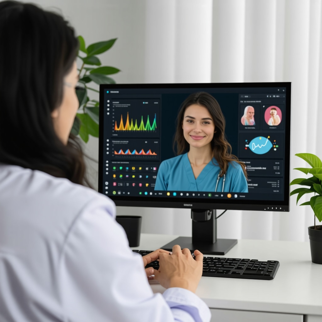 Healthcare provider conducting telemedicine tirzepatide consultation with patient, displaying metabolic data on screen.