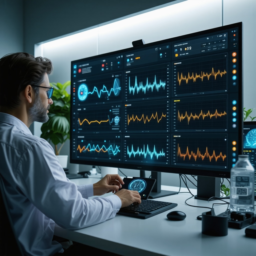 Physician using AI dashboard showing metabolic and genetic data for tirzepatide therapy optimization