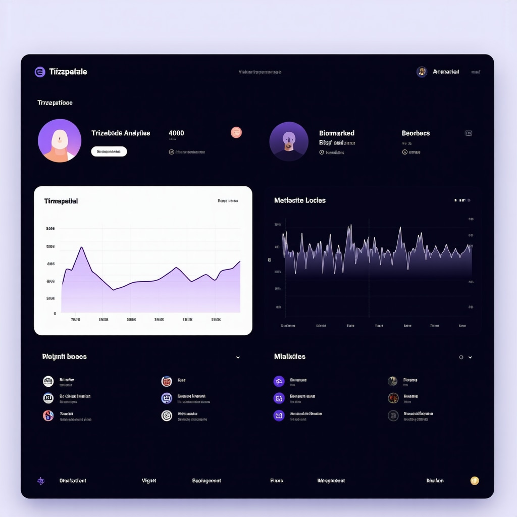 Digital dashboard showing AI analytics and biomarker data for tirzepatide weight loss therapy