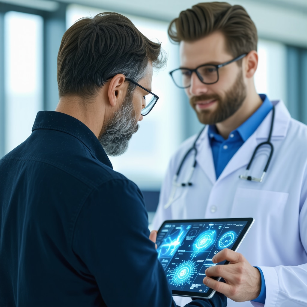 Patient and clinician reviewing biometric data for personalized tirzepatide treatment