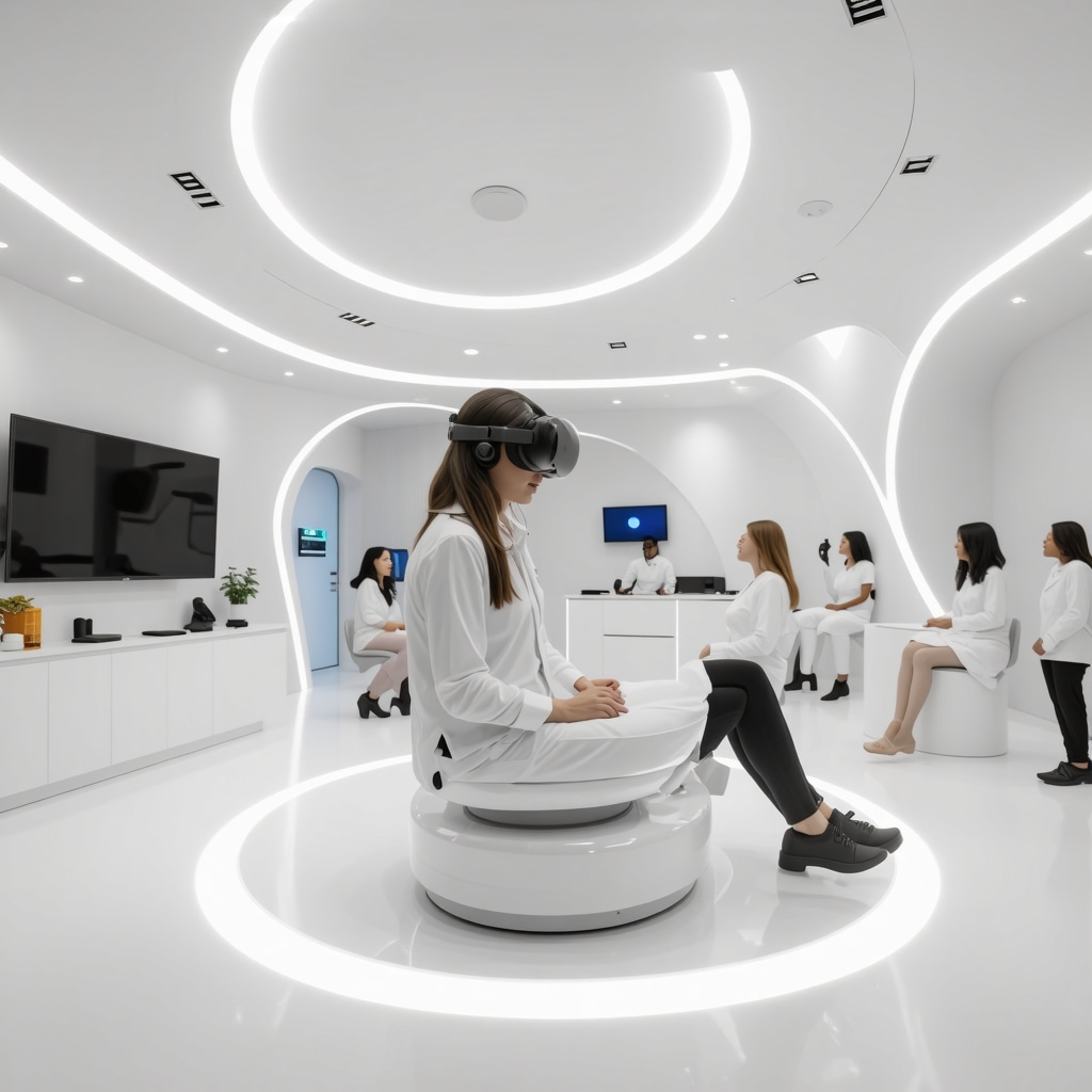 Futuristic Tirzepatide weight loss clinic in New Jersey using virtual reality and AI for patient care