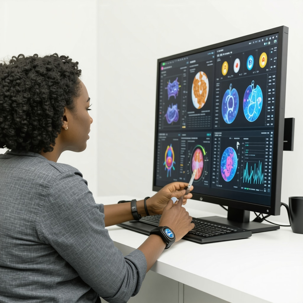 Patient and obesity specialist discussing tirzepatide therapy with digital health monitoring and genetic data in a New Jersey clinic
