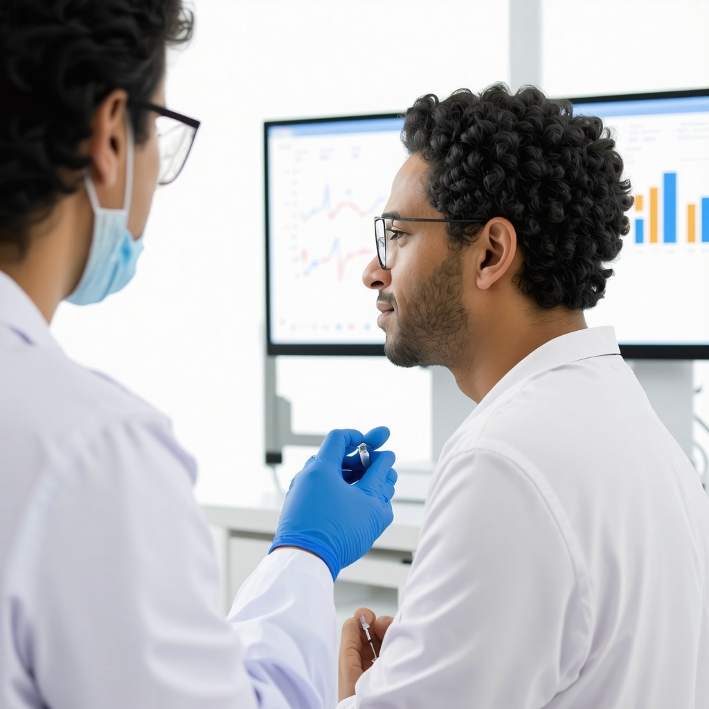 Patient receiving tirzepatide injection with digital health monitoring tools in NJ clinic