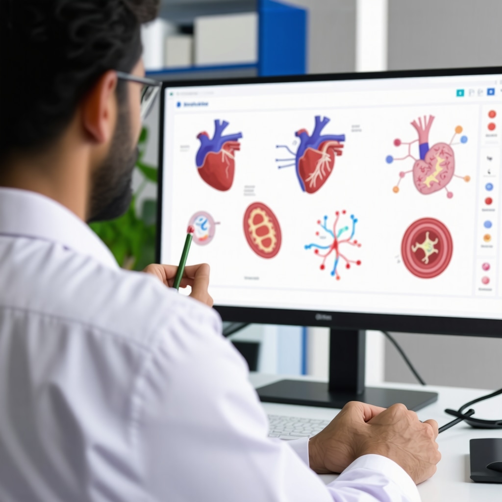 Doctor and patient reviewing advanced tirzepatide therapy details with cardiovascular and gut health visuals