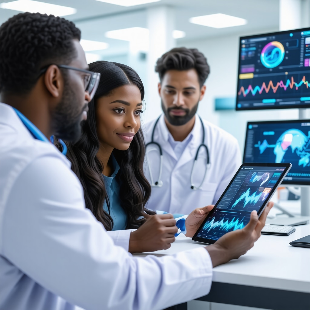 Patient and doctor analyzing digital health data on tablet for Tirzepatide treatment
