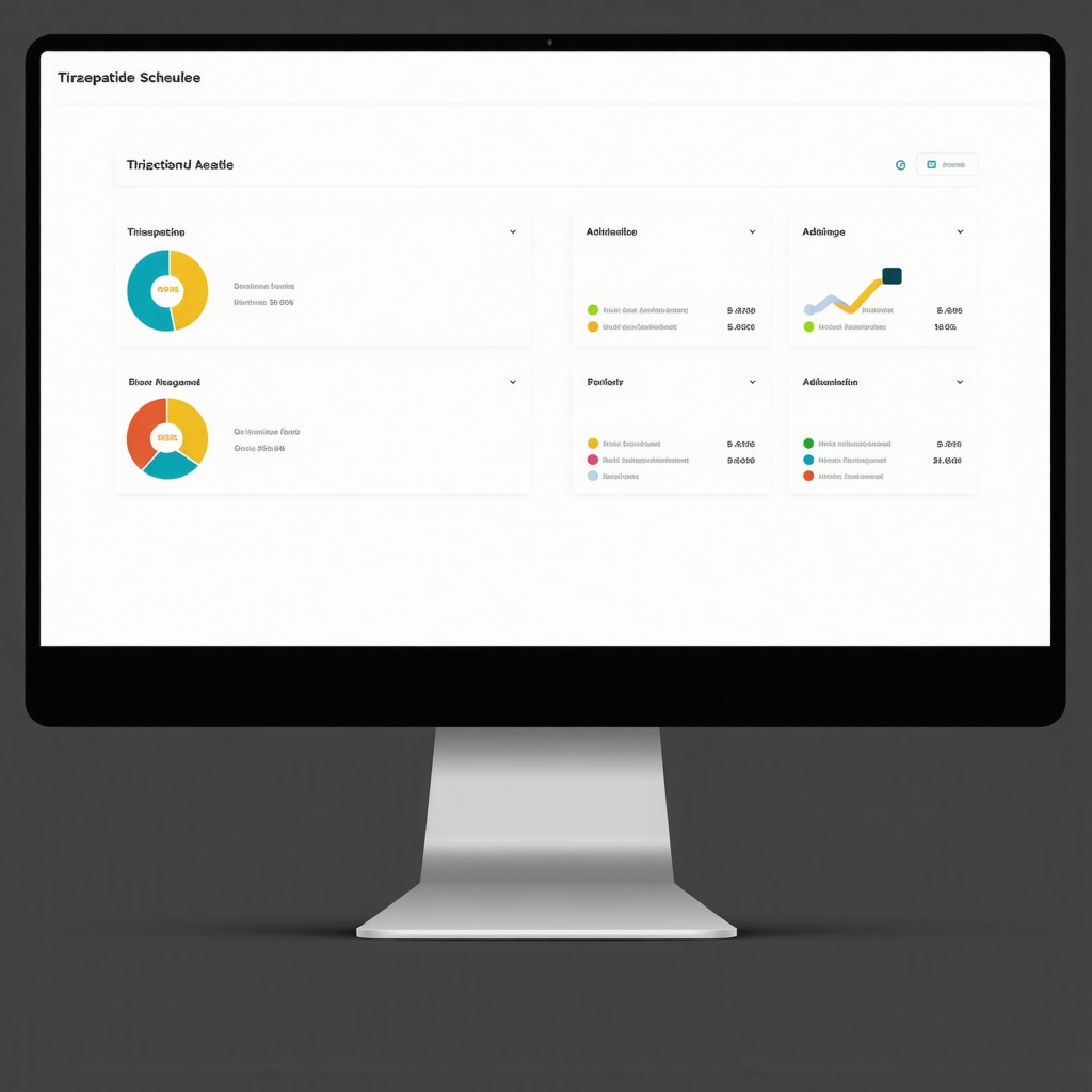 Digital health dashboard showing tirzepatide injection scheduling, biometric tracking, and AI analytics in a New Jersey weight loss clinic