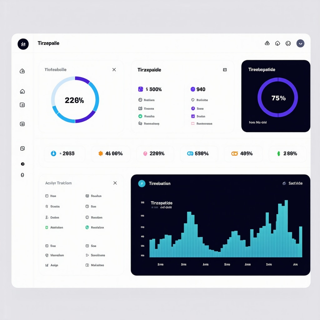 Digital dashboard showing real-time metabolic and behavioral data for Tirzepatide-treated patients