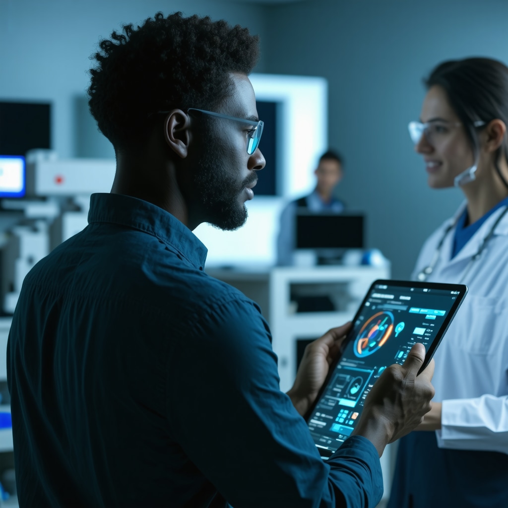 Patient and healthcare provider using wearable device and tablet for monitoring Tirzepatide treatment