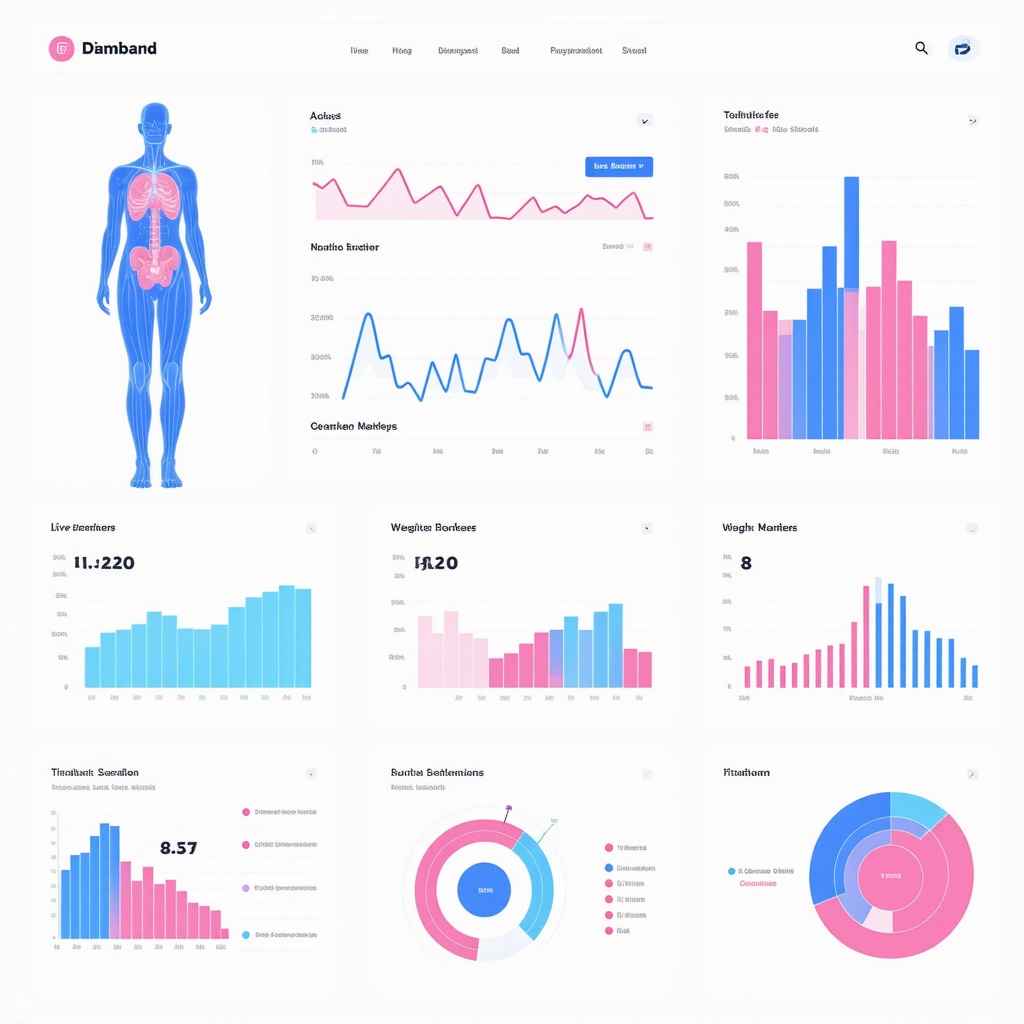 Futuristic digital dashboard displaying live biometric and genetic data for personalized tirzepatide therapy