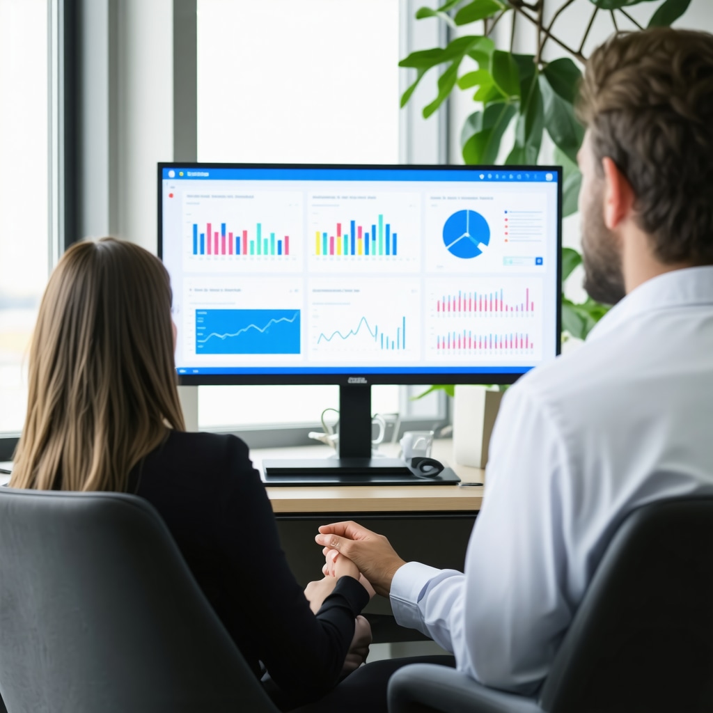 Doctor discussing Tirzepatide treatment with patient using digital health graphs in a modern clinic