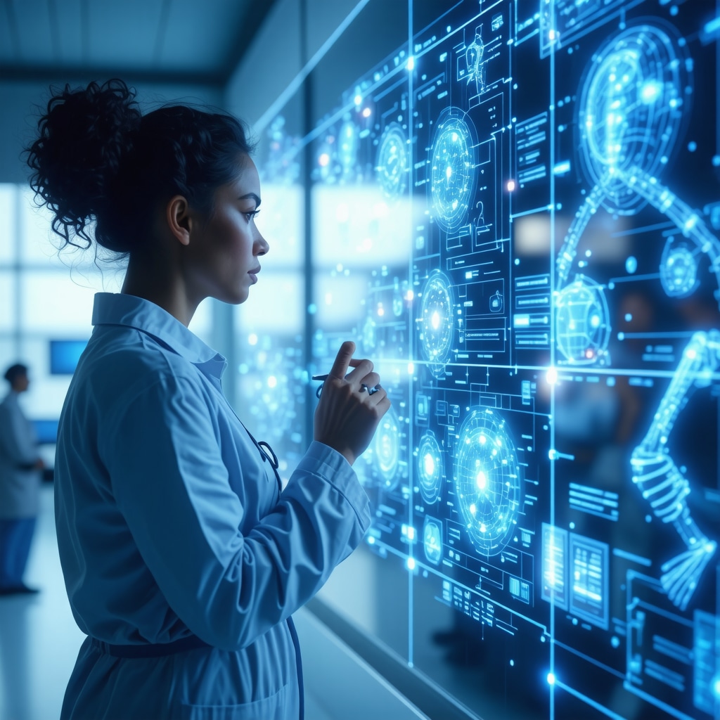 Healthcare professional reviewing AI and genetic data for personalized Tirzepatide dosing