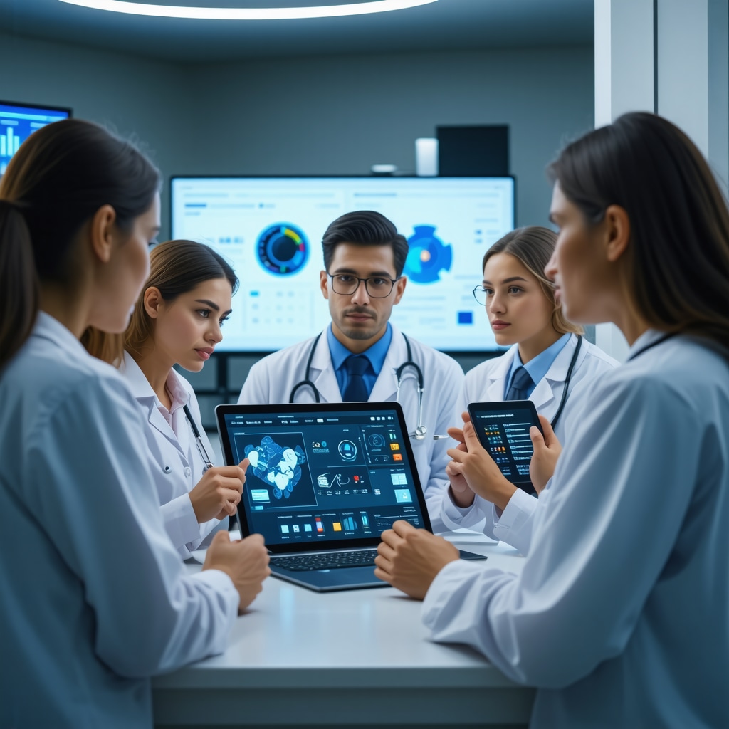 Medical professionals analyzing digital health data to optimize Tirzepatide treatment in a clinical setting