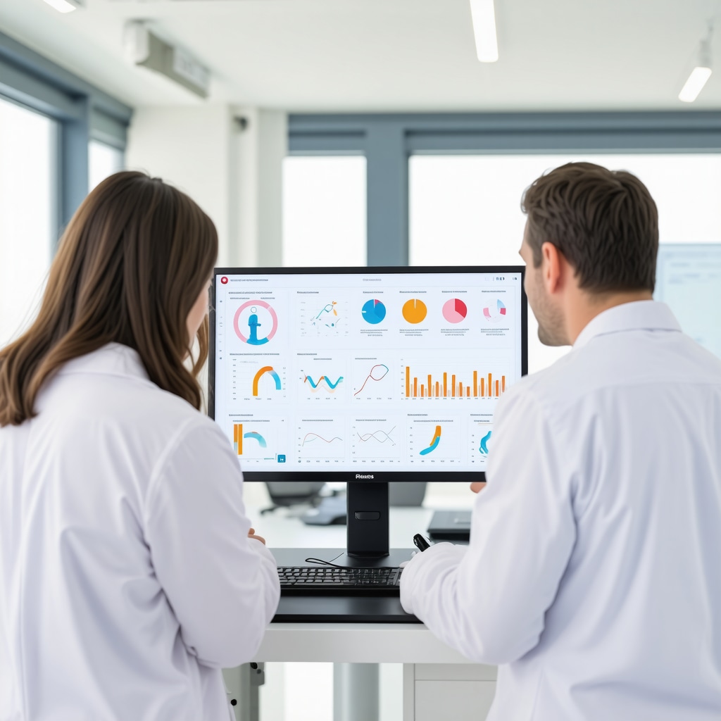Healthcare professionals reviewing biomarker and genetic data on digital devices for customized tirzepatide weight loss therapy in New Jersey