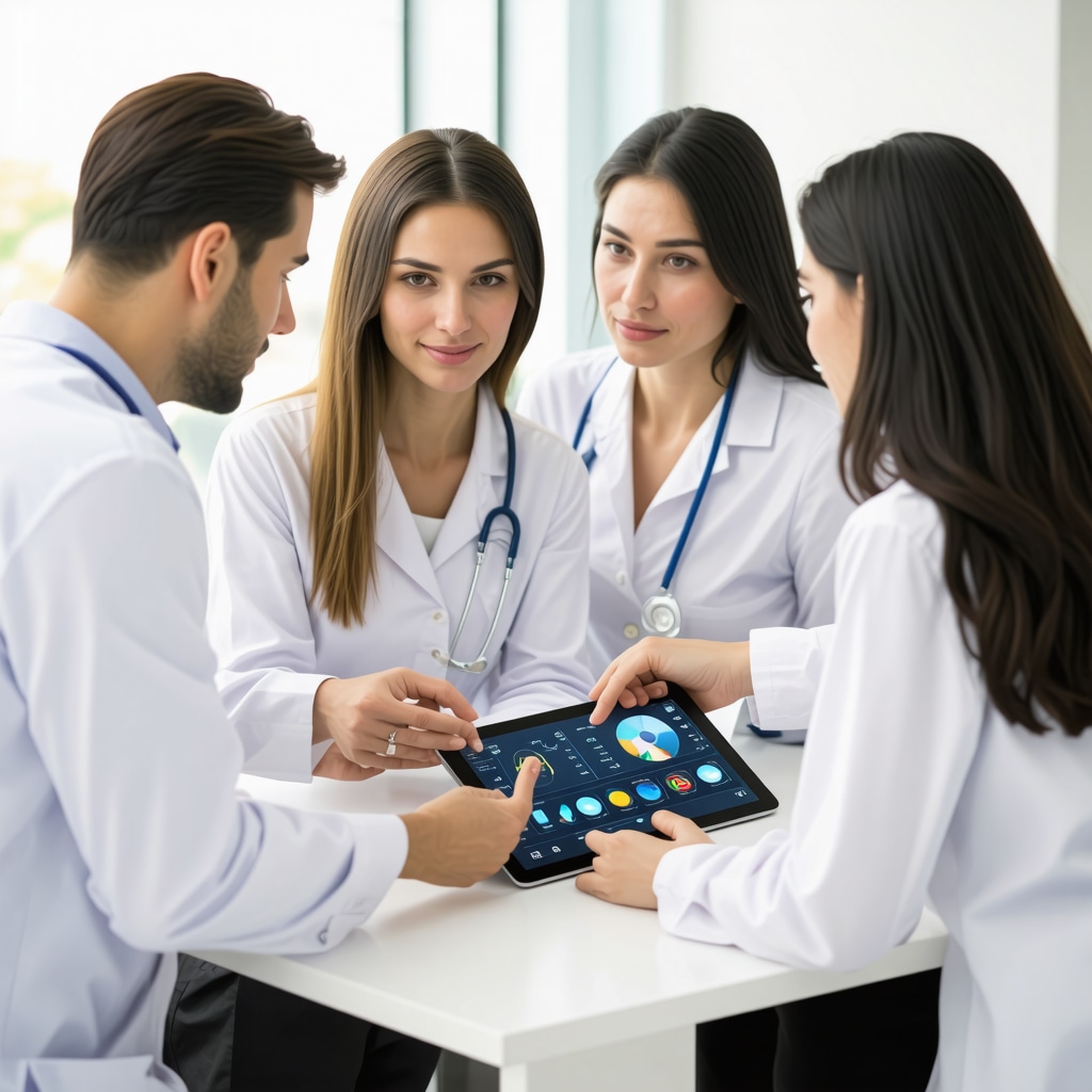 Medical professionals collaborating on tirzepatide weight loss treatment using AI data