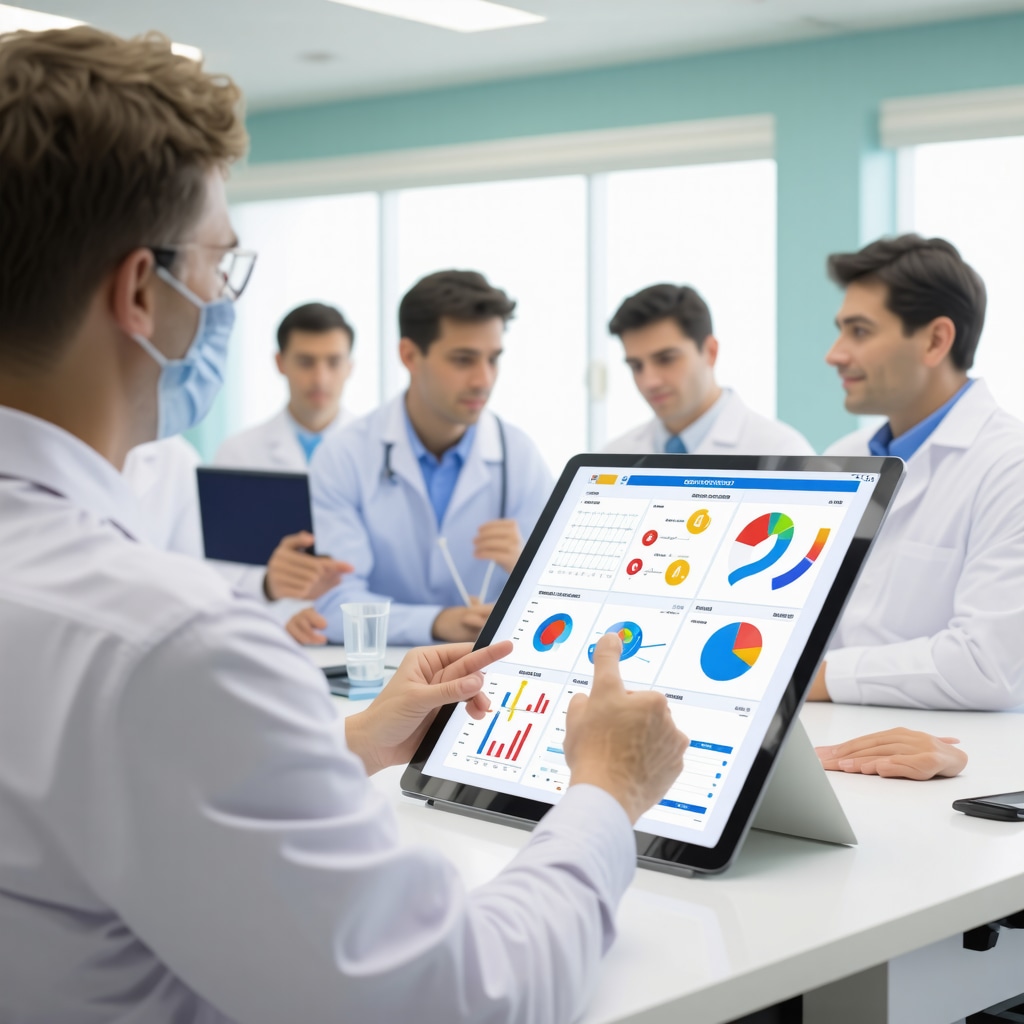 Medical professionals in a modern clinic analyzing digital health data for tirzepatide obesity treatment