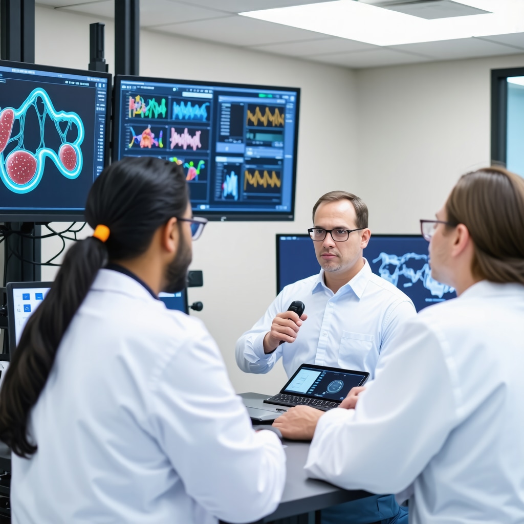 Healthcare professionals analyzing digital and genetic data for tailored tirzepatide therapy in obesity management