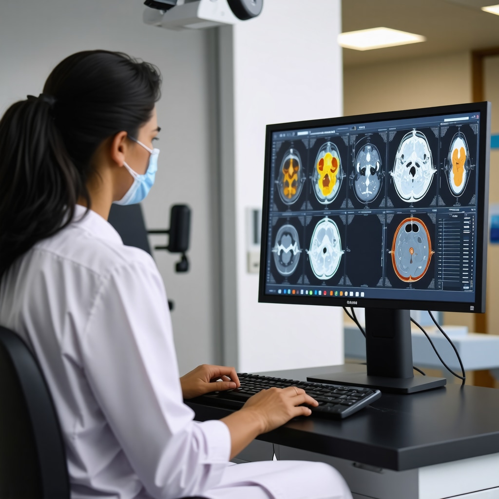Patient undergoing DEXA scan while clinician reviews genetic data for personalized Tirzepatide therapy