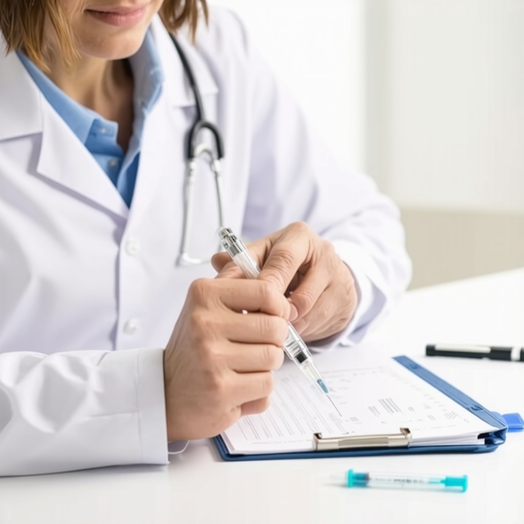 NJ doctor explaining Tirzepatide treatment plan to patient in clinic setting