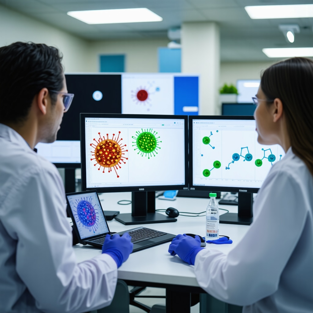 Medical professionals analyzing Tirzepatide data with molecular models in a clinical research environment