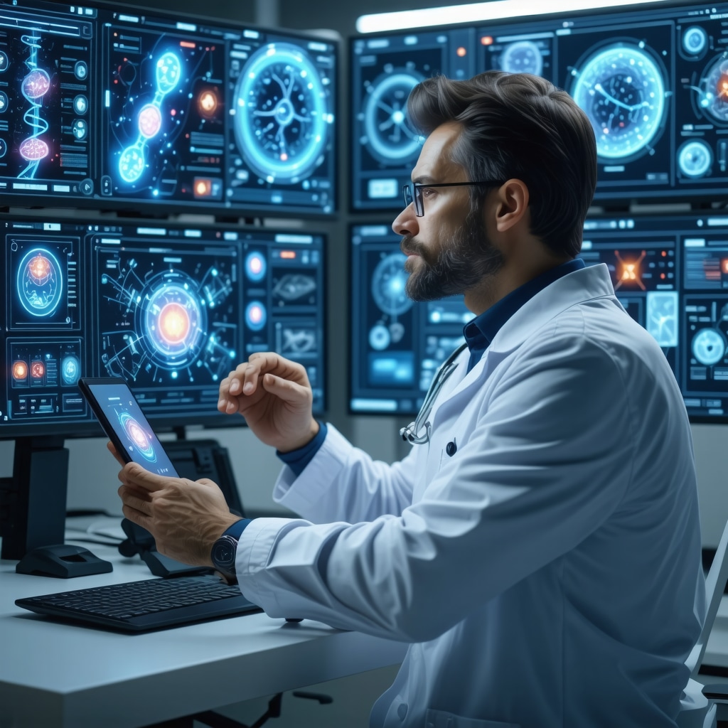 Doctor reviewing genetic, microbiome, and digital health data for tailored tirzepatide treatment