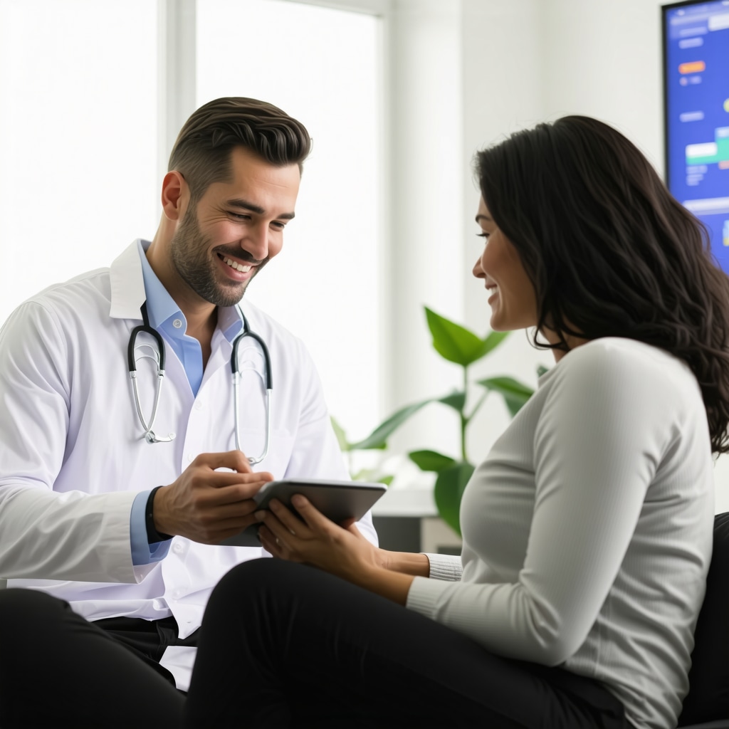 Physician and patient reviewing digital health data for tirzepatide weight loss therapy in New Jersey