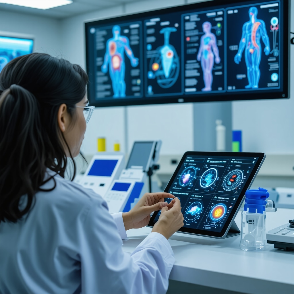 Healthcare provider and patient discussing pharmacogenomic data and digital health tools for Tirzepatide treatment in a modern NJ clinic