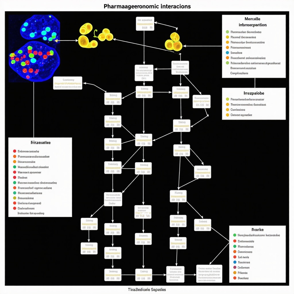 Diagram showing genetic markers and metabolic pathways related to tirzepatide treatment optimization