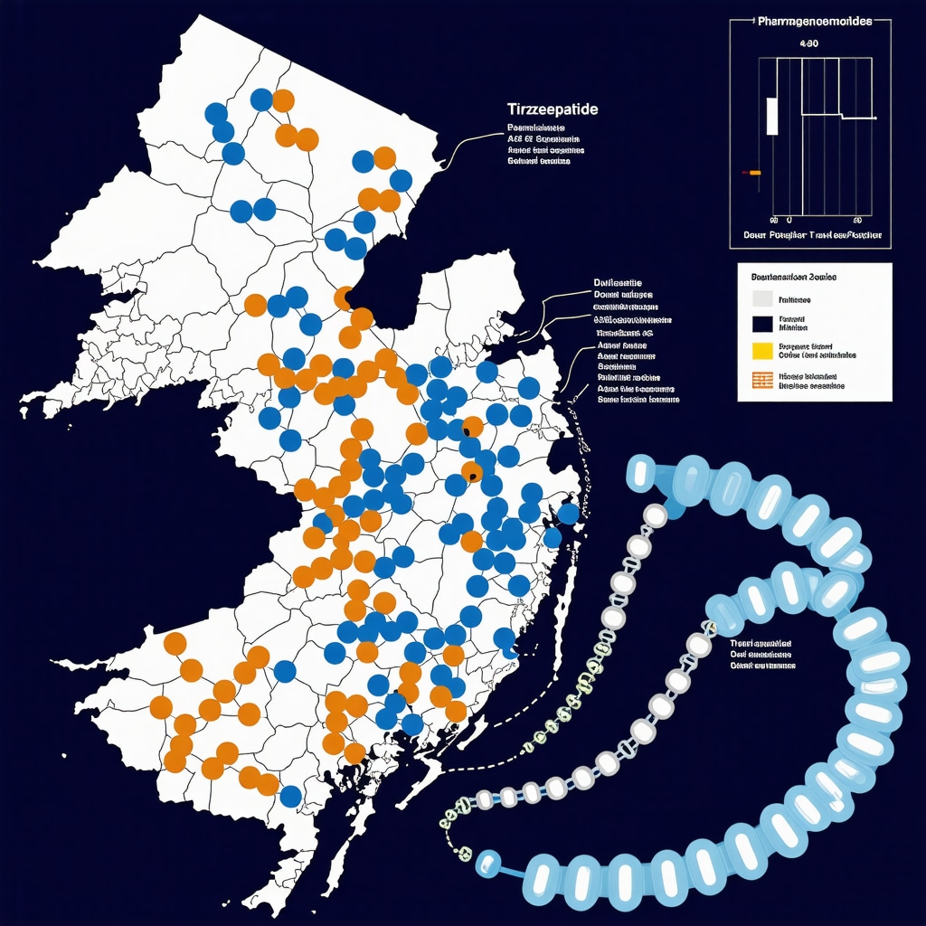 Infographic showing genetic factors influencing Tirzepatide treatment tailored for New Jersey's diverse population