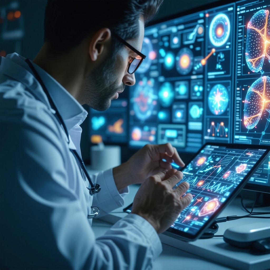Clinician reviewing patient digital health data and genetic profiles for personalized Tirzepatide dosing in a modern medical office
