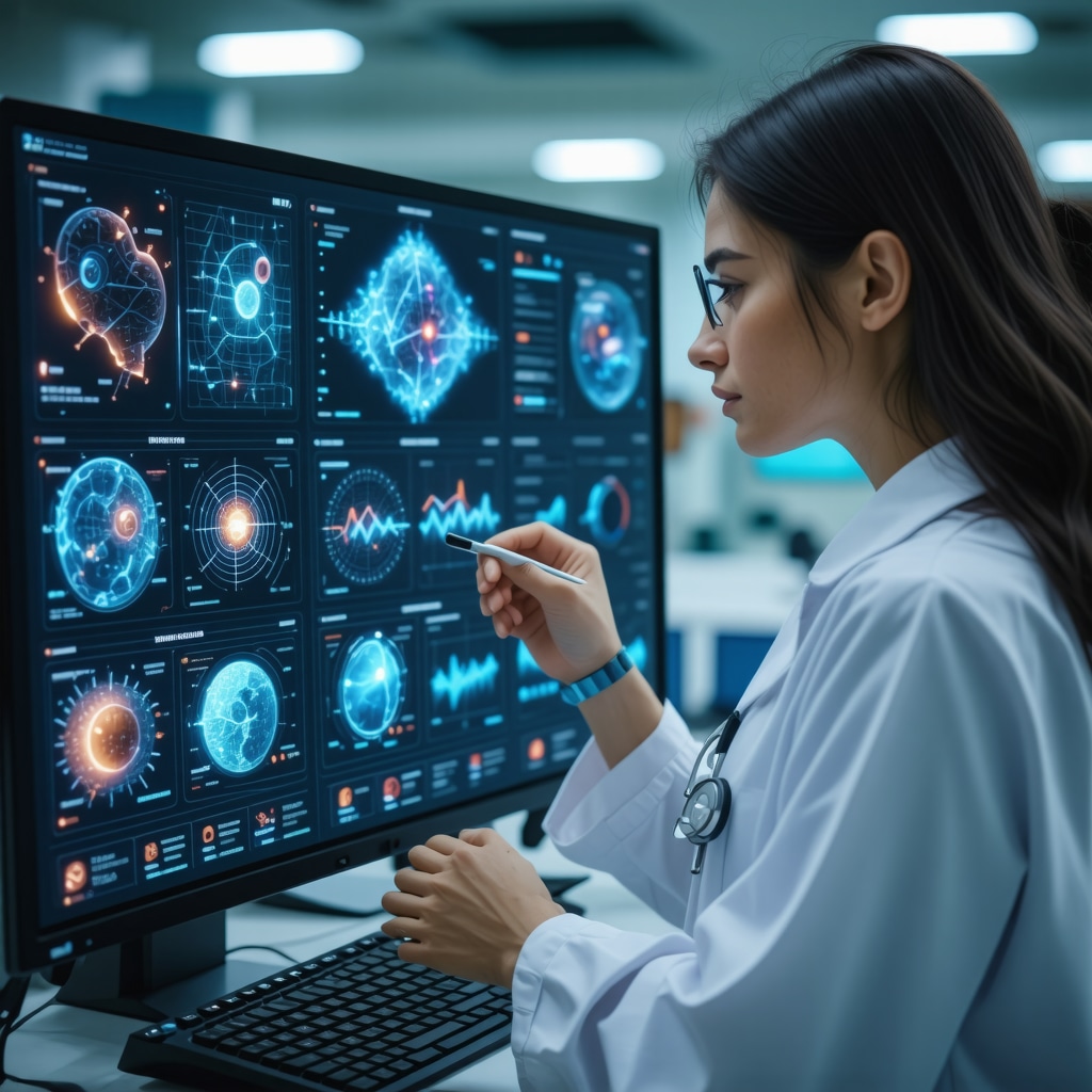 Physician analyzing genetic and AI health data for personalized tirzepatide treatment