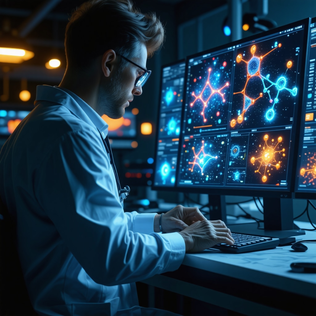 Doctor utilizing AI software for personalized tirzepatide therapy based on genetic and metabolic data