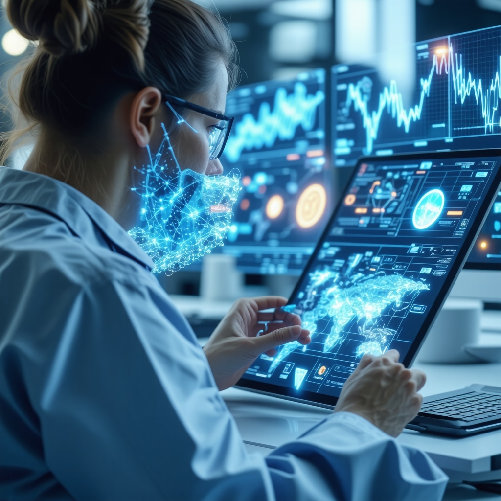 Healthcare professional reviewing genomic and AI data for personalized Tirzepatide treatment