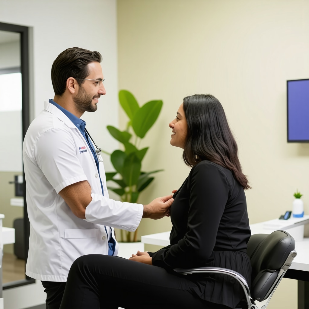 NJ healthcare professional discussing personalized tirzepatide treatment with patient in modern clinic.