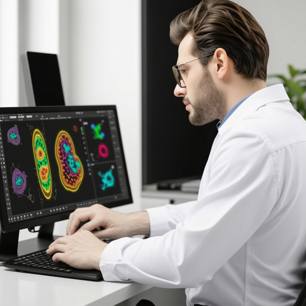 Doctor analyzing genetic and microbiome data for tailored weight loss strategies.