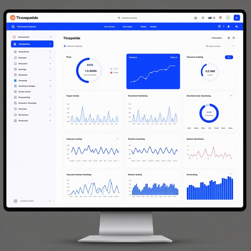 Digital dashboard showing Tirzepatide dosing schedules, glucose levels, and patient analytics for personalized weight loss management