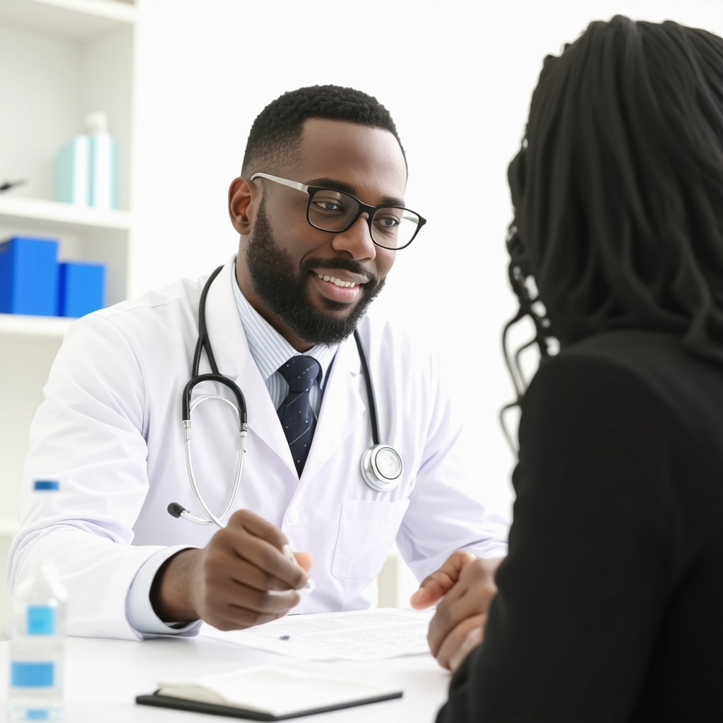 Doctor explaining Tirzepatide treatment plan to a patient in New Jersey clinic